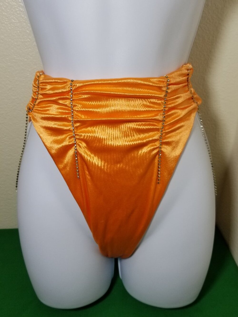 As You Orange High Waist Bikini Bottom Size 0 Retro Jewels Swimwear Pool NWT